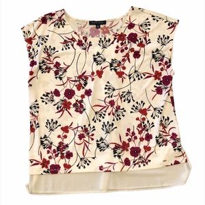Tommy Hilfiger White Burgundy Floral Top